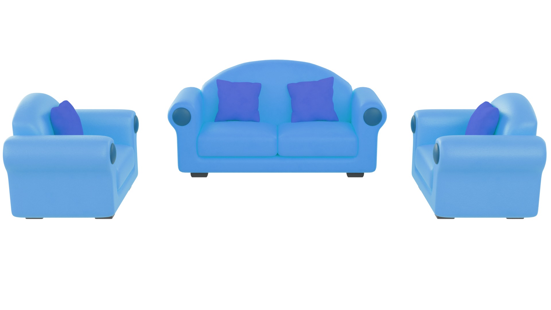 Sofa Set 01 Low-poly 3D model_1
