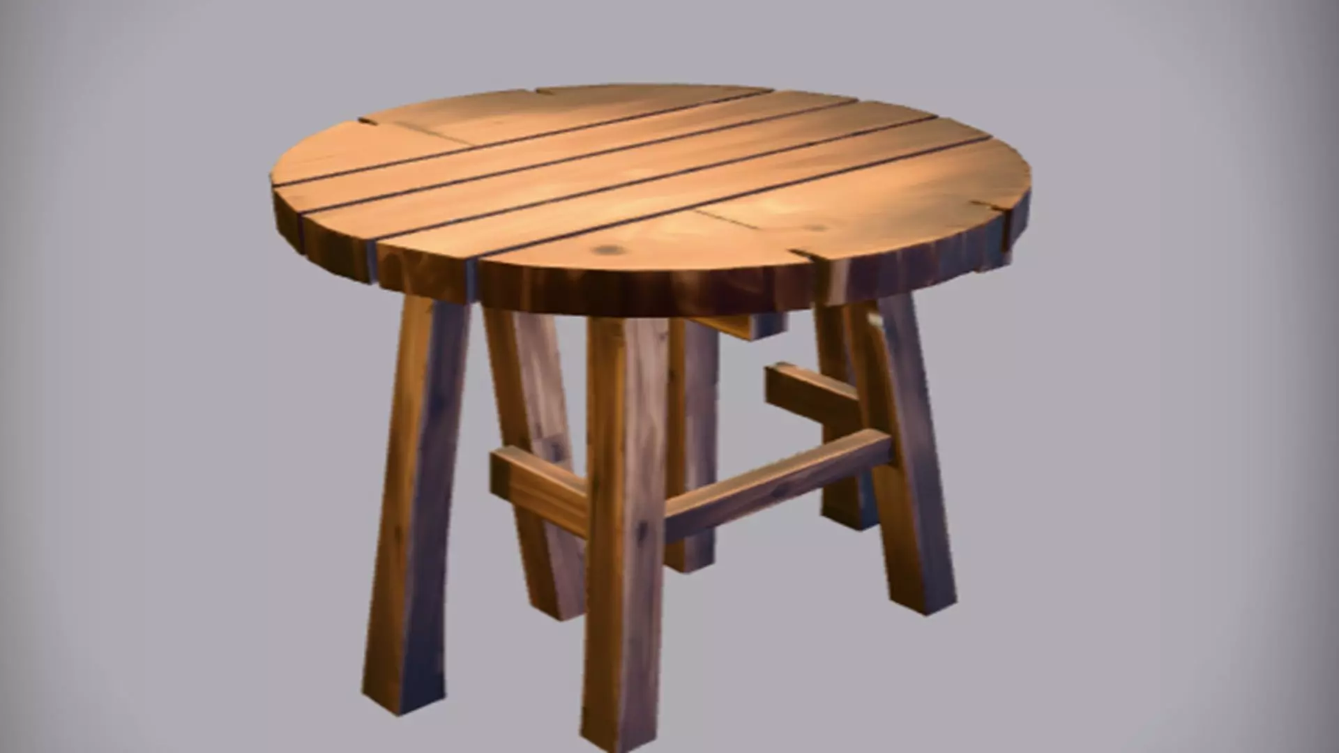 wooden round table 3D Game Ready Model 3D model_0