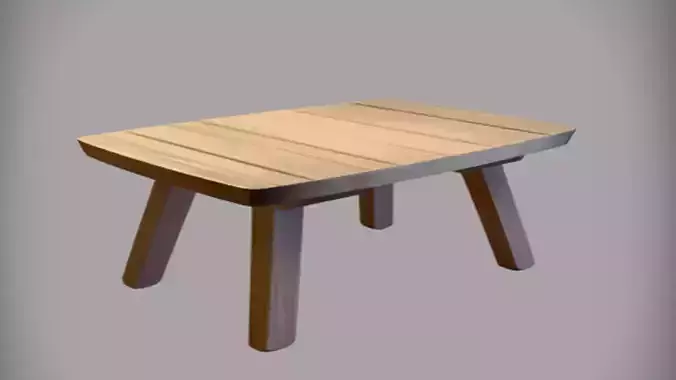 wooden coffee table  3D Game Ready Model