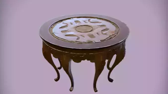 ornate round wooden table 3D model