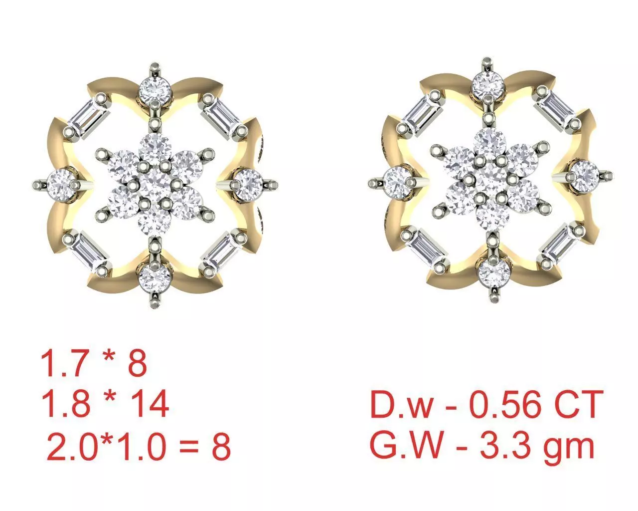   Women Earrings Render 3dm STL OBJ FBX Details 3D print model_0