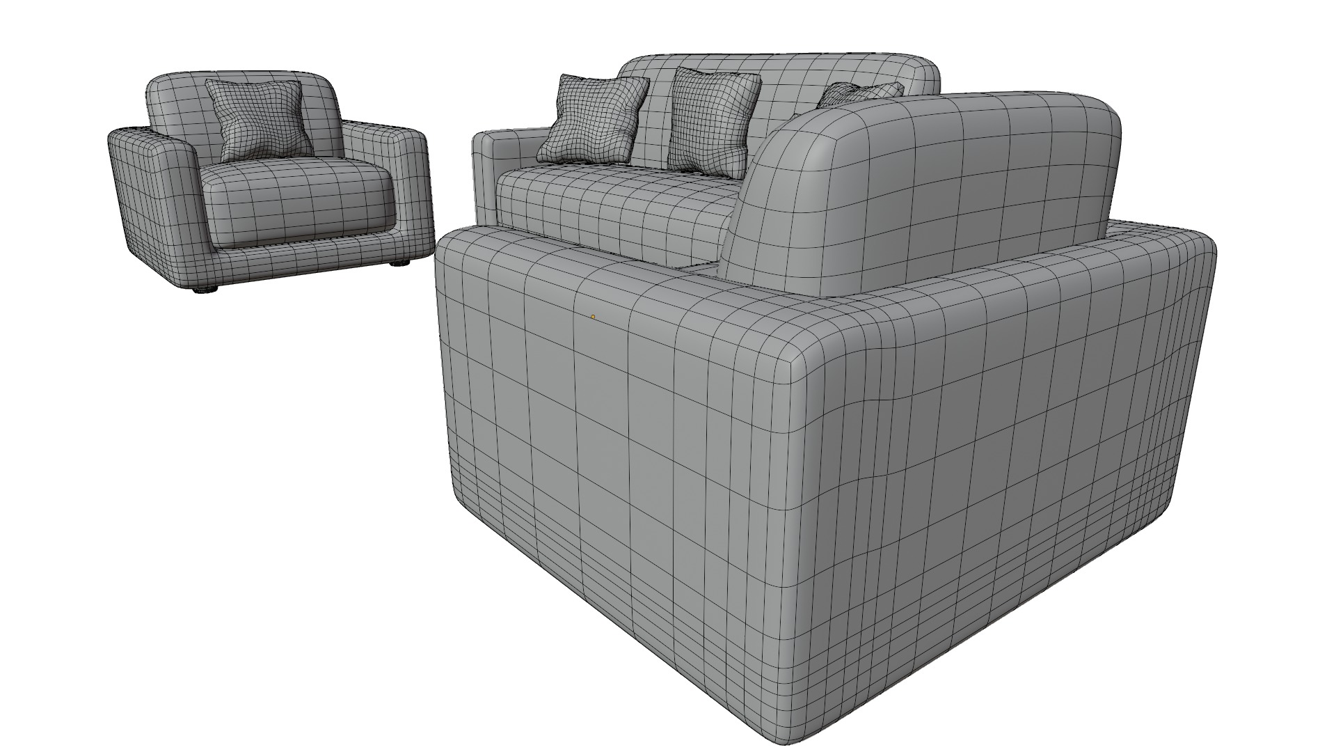 Sofa Set 02 Low-poly 3D model_14