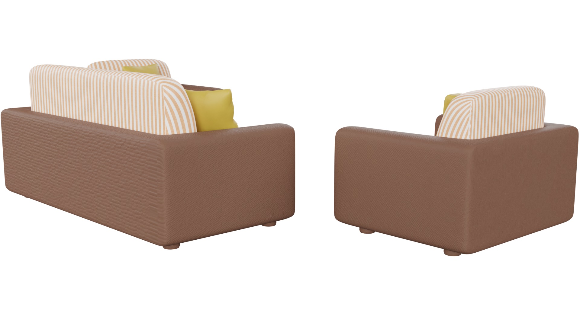 Sofa Set 02 Low-poly 3D model_7