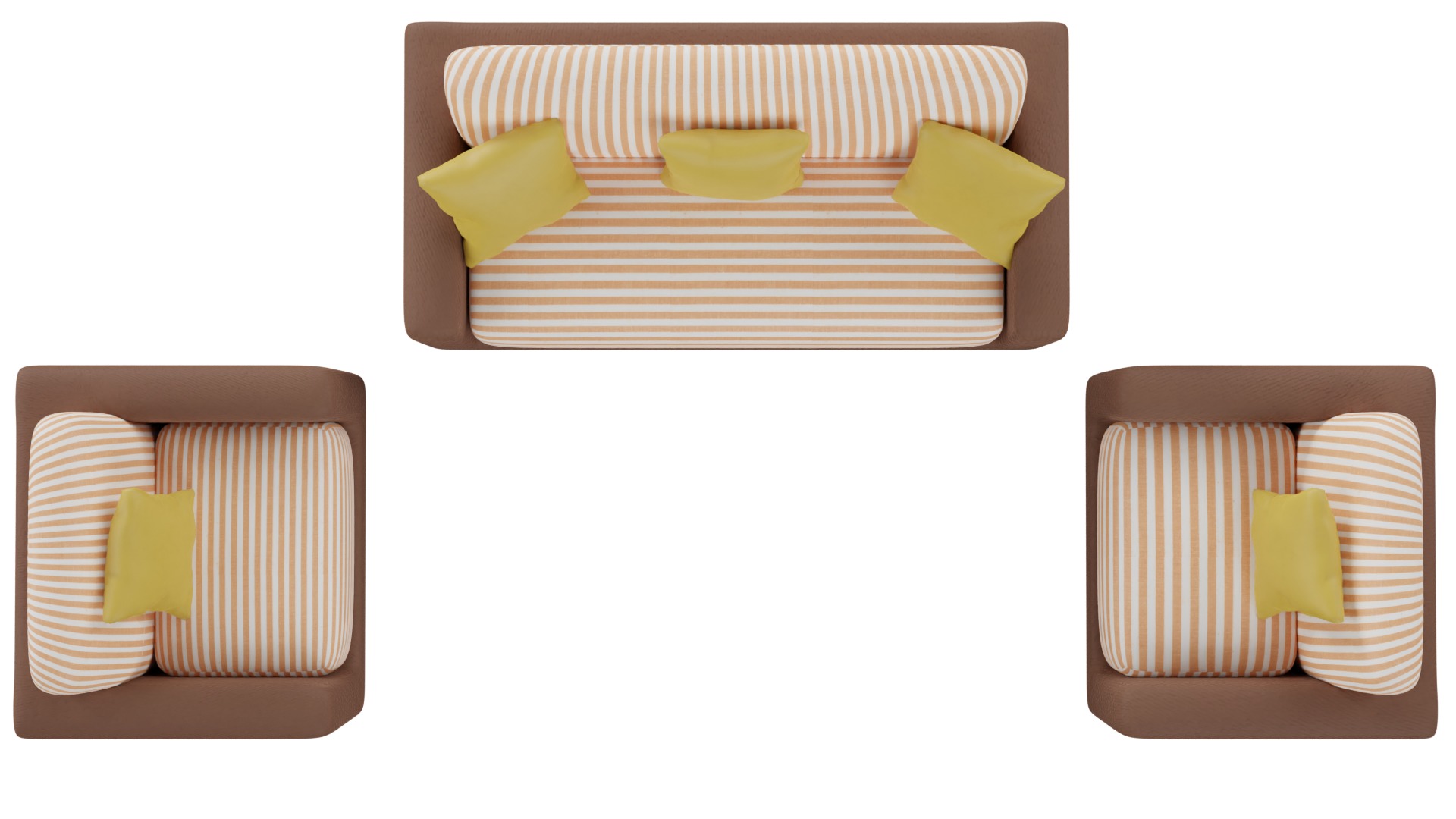 Sofa Set 02 Low-poly 3D model_5