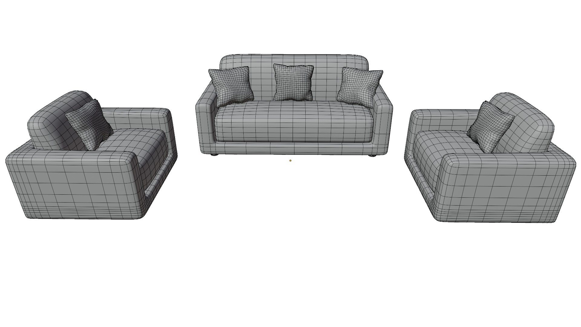 Sofa Set 02 Low-poly 3D model_9