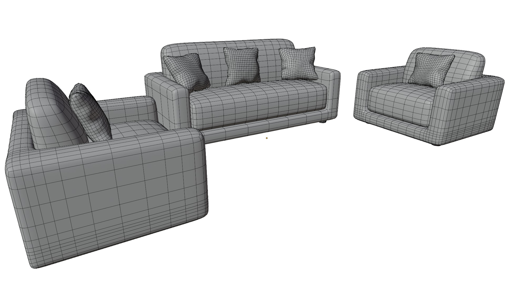 Sofa Set 02 Low-poly 3D model_12