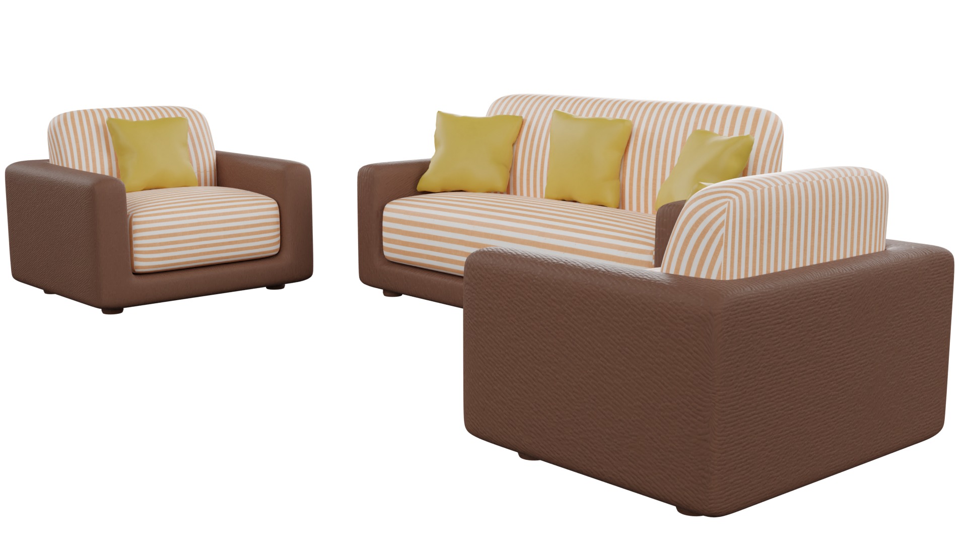 Sofa Set 02 Low-poly 3D model_1