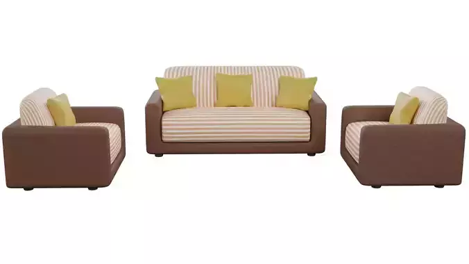 Sofa Set 02 Low-poly 3D model