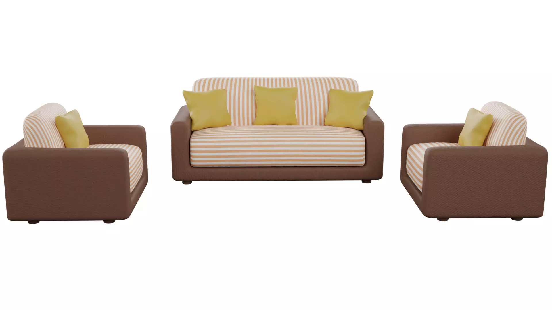 Sofa Set 02 Low-poly 3D model_0