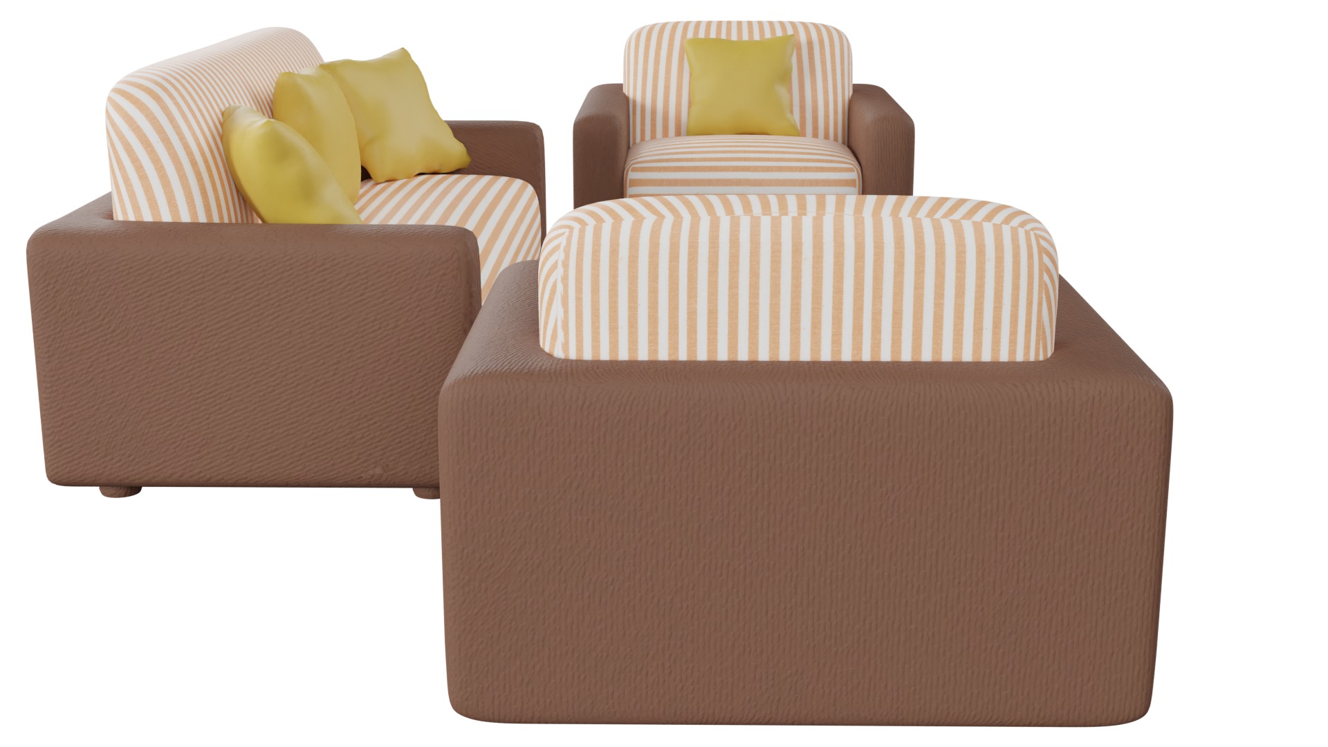 Sofa Set 02 Low-poly 3D model_4
