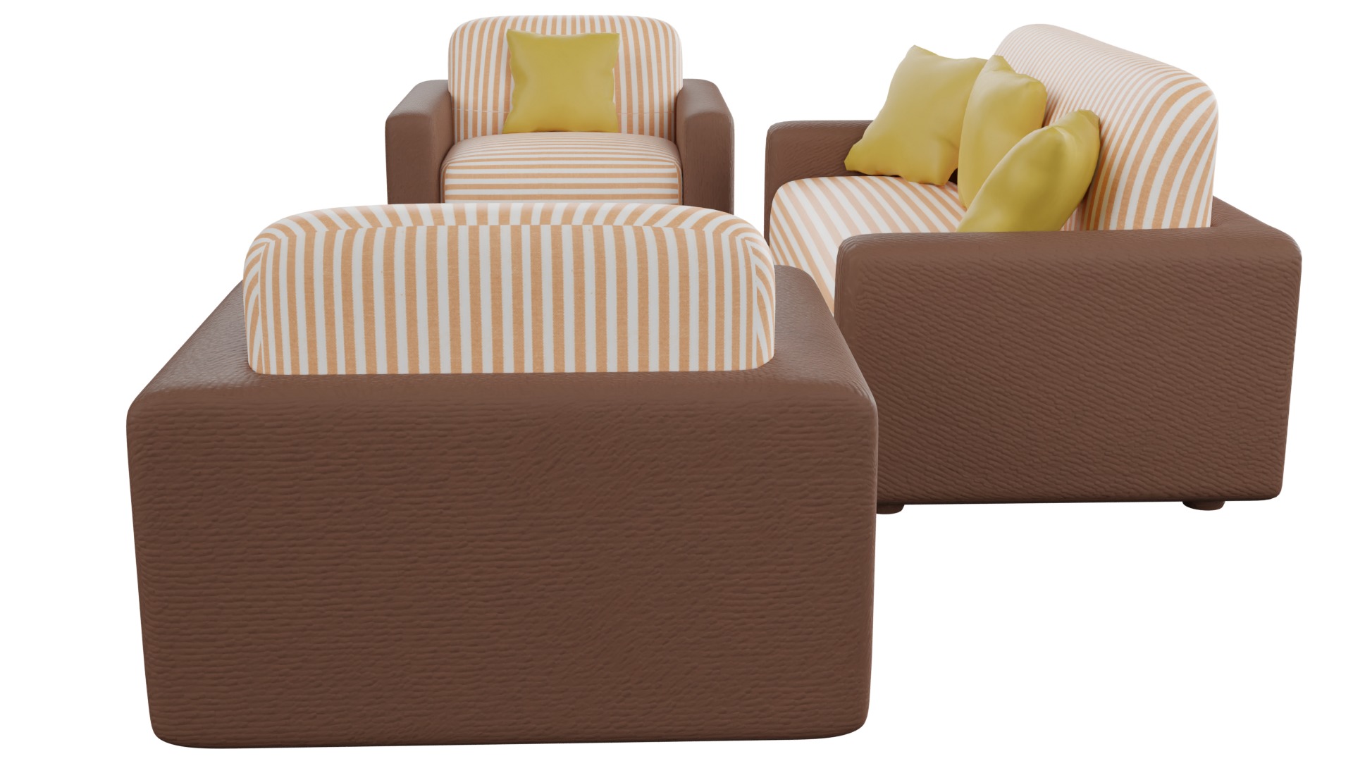 Sofa Set 02 Low-poly 3D model_6