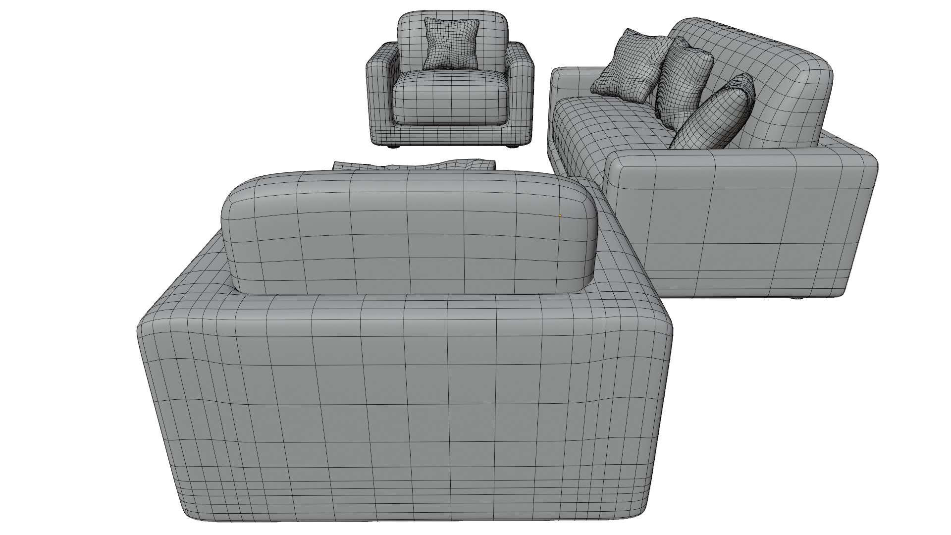 Sofa Set 02 Low-poly 3D model_10