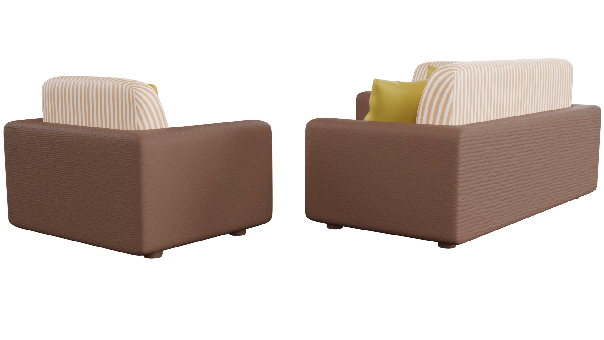 Sofa Set 02 Low-poly 3D model_3