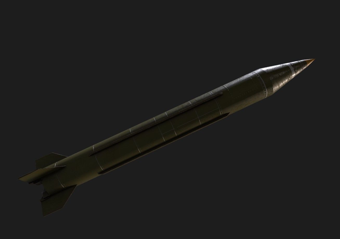 scud missile lowpoly Low-poly 3D model_9