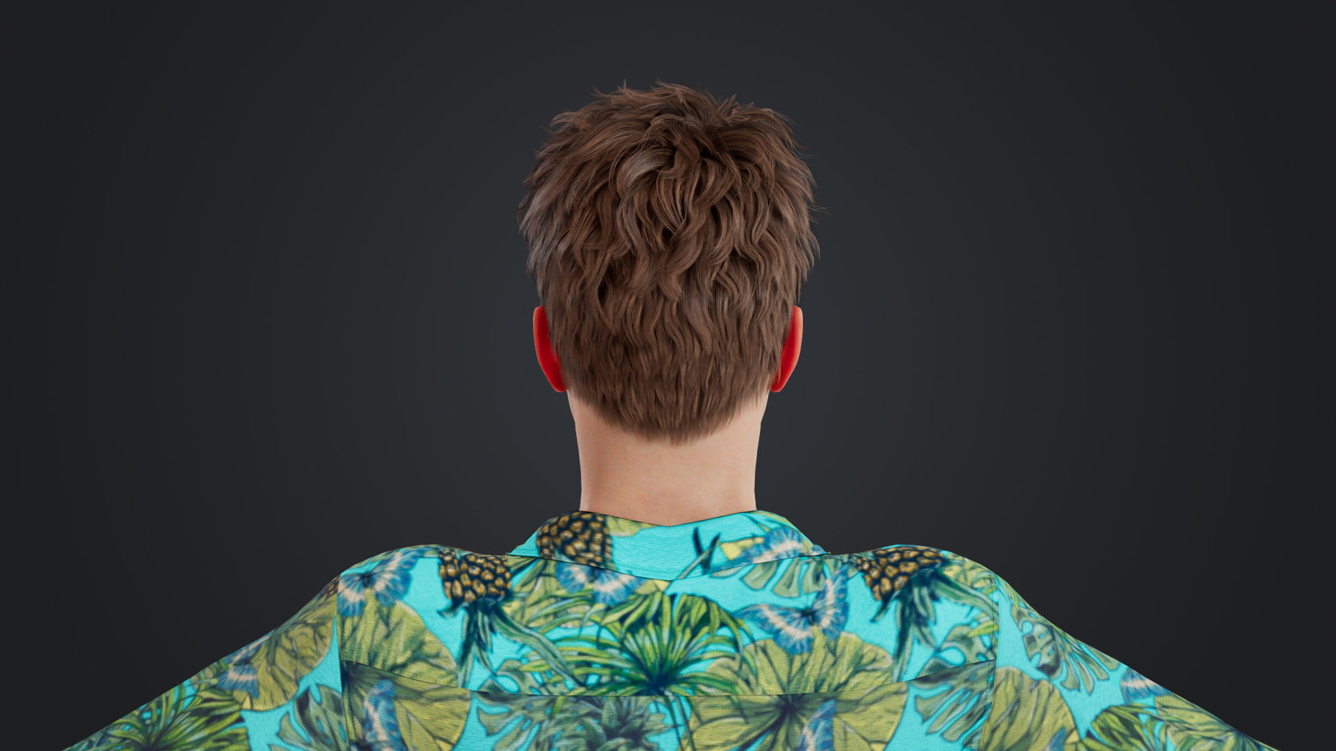 Casual Man with Hawaiian Shirt Low-poly 3D model_10