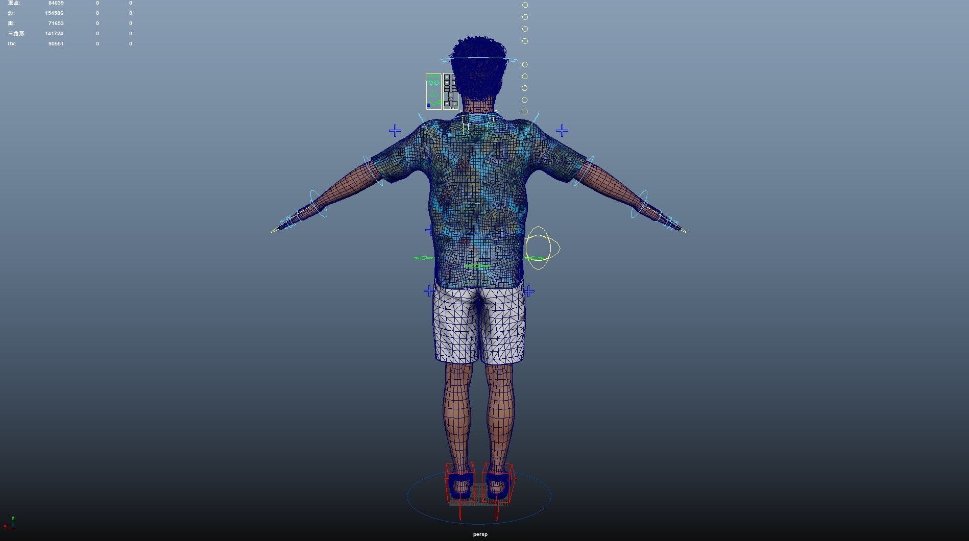 Casual Man with Hawaiian Shirt Low-poly 3D model_22