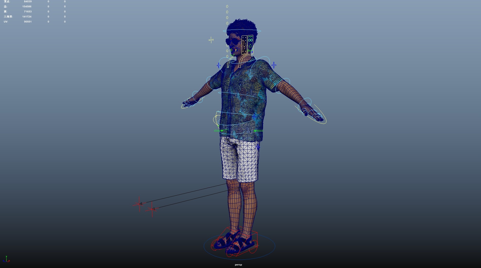 Casual Man with Hawaiian Shirt Low-poly 3D model_20