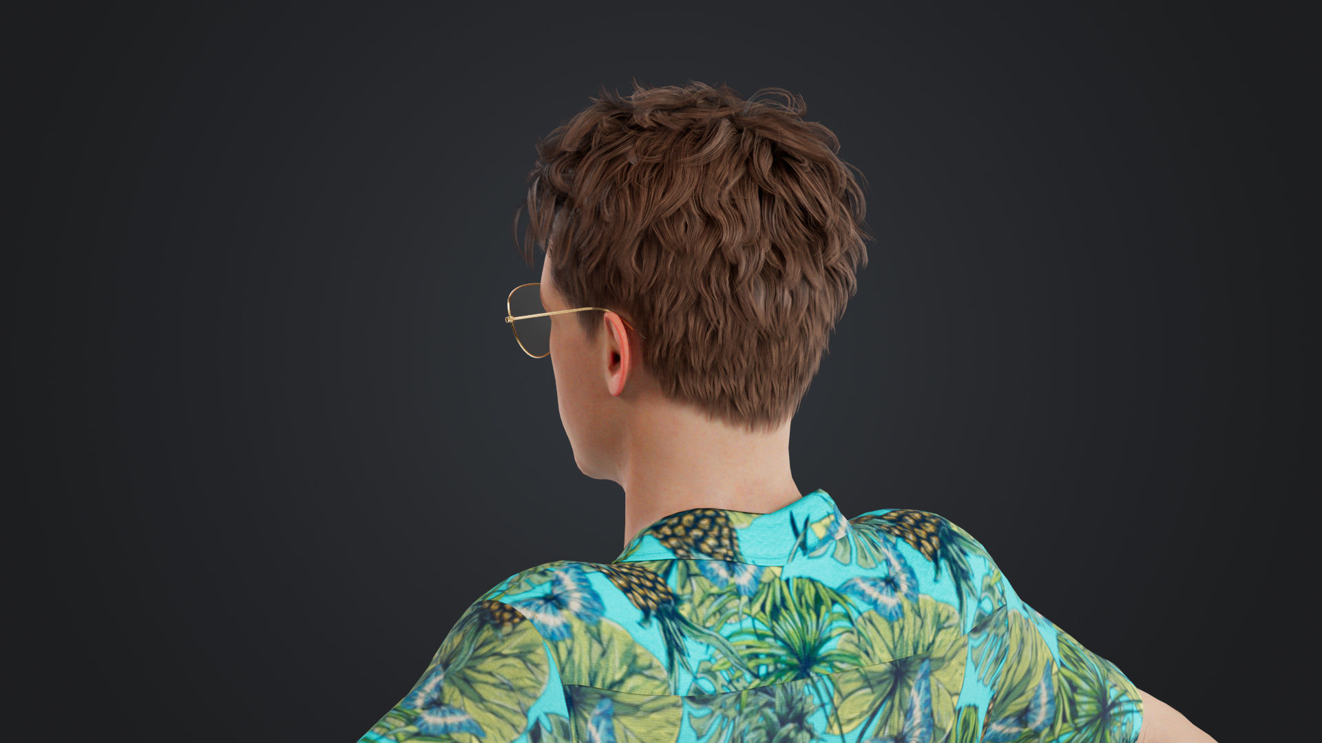 Casual Man with Hawaiian Shirt Low-poly 3D model_9