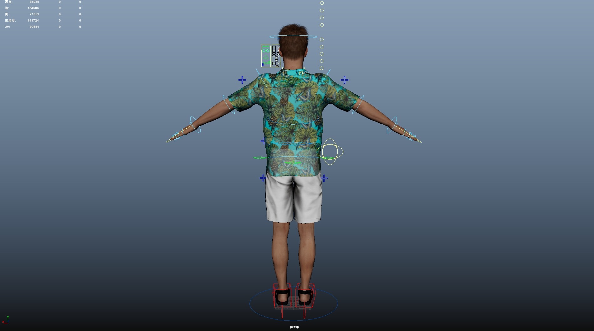 Casual Man with Hawaiian Shirt Low-poly 3D model_21