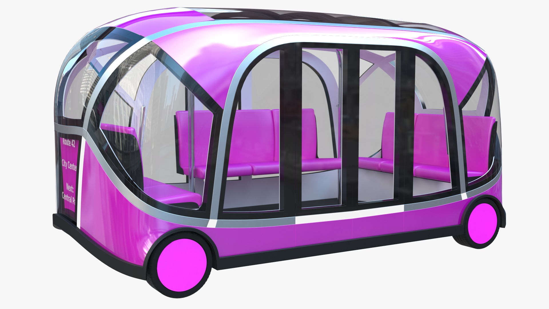 Autonomous City Shuttle Bus pink 3D model_3