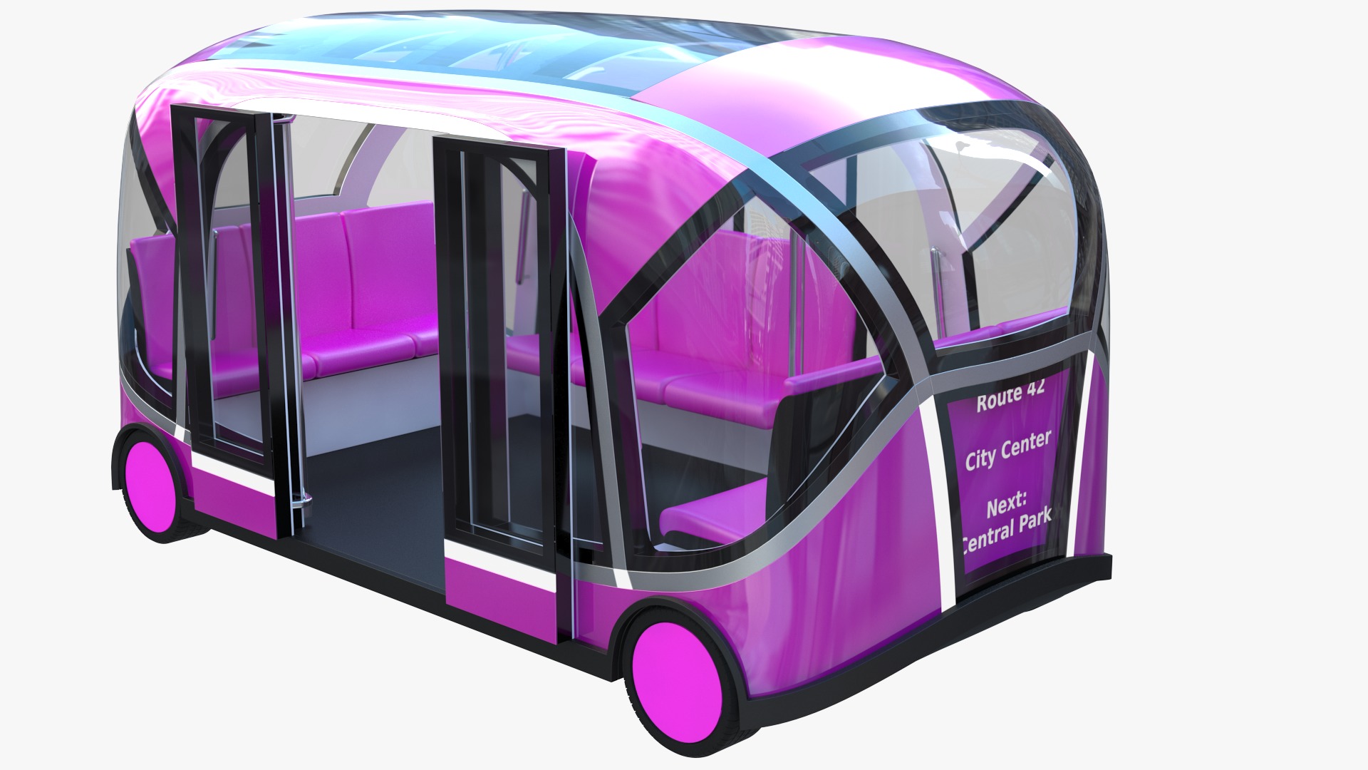 Autonomous City Shuttle Bus pink 3D model_2