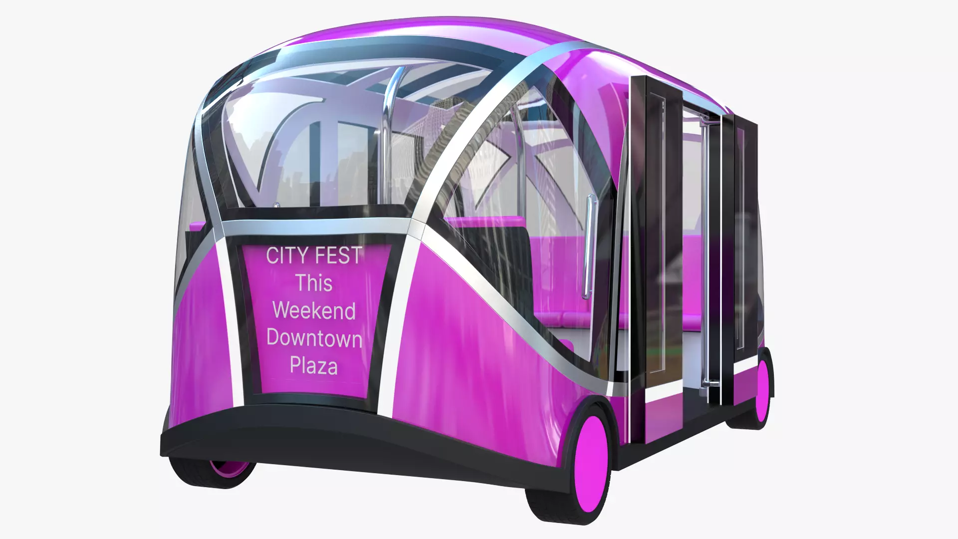 Autonomous City Shuttle Bus pink 3D model_0
