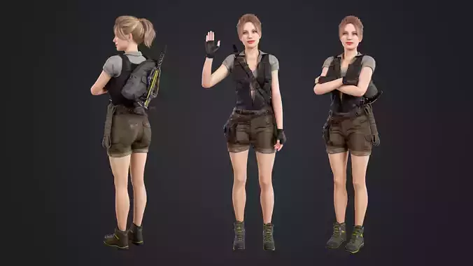 Female Explorer Rigged Low-poly 3D model