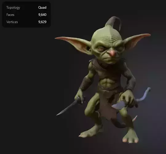 stylized fantasy goblin assassin 3D model - 4 