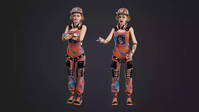 HipHop Girl Rigged 3D model