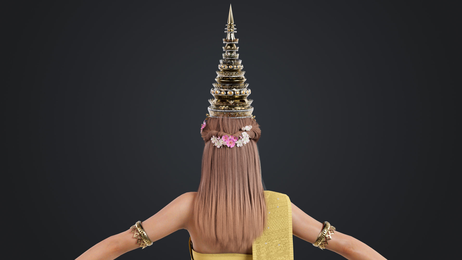 Thai Female Traditional Costume 3D model_10