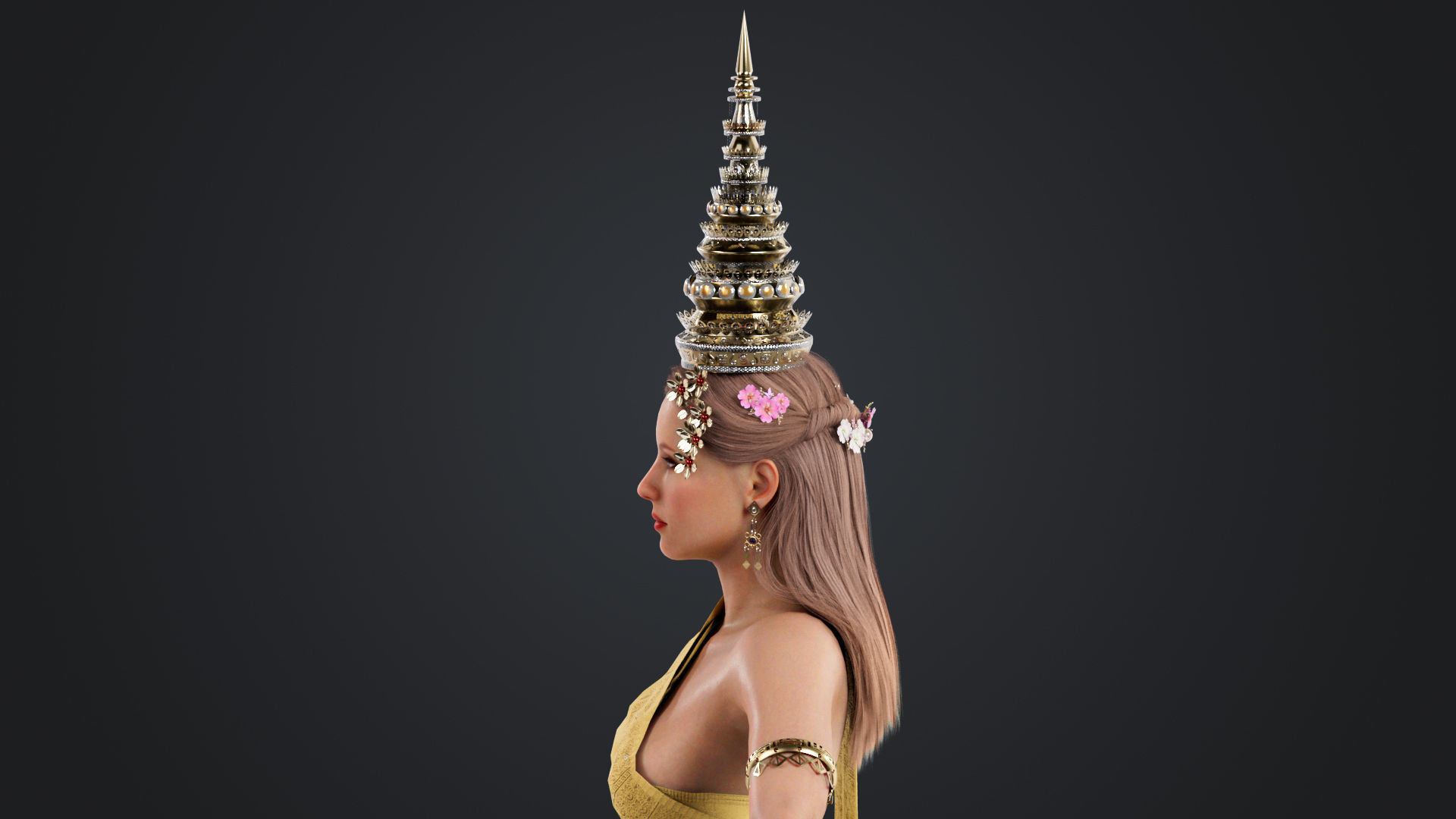 Thai Female Traditional Costume 3D model_8