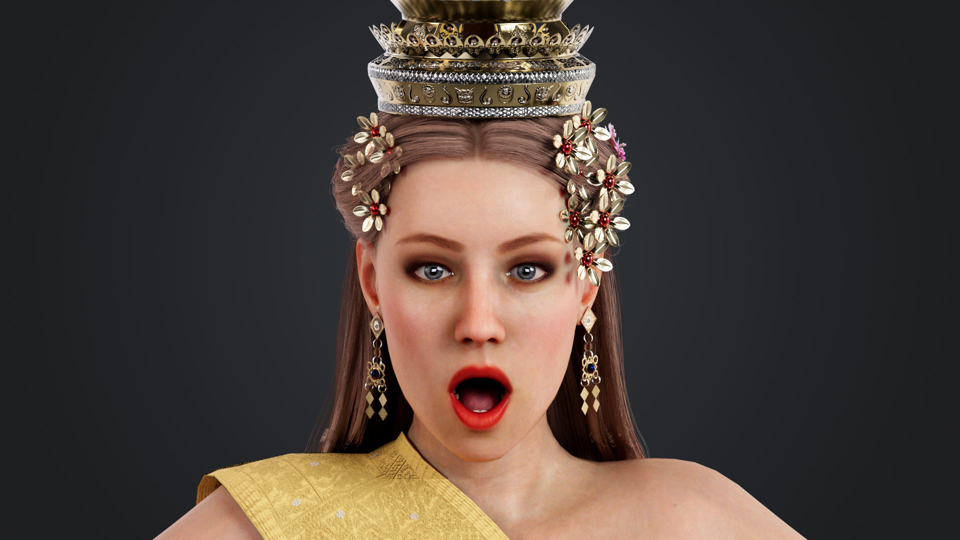 Thai Female Traditional Costume 3D model_13