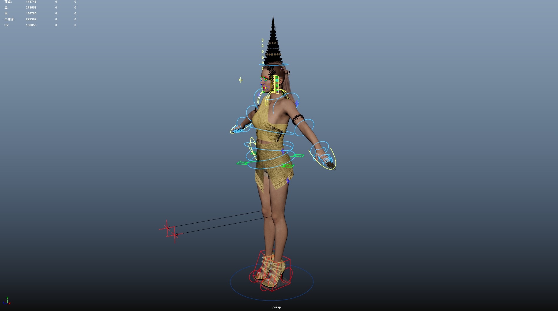 Thai Female Traditional Costume 3D model_19