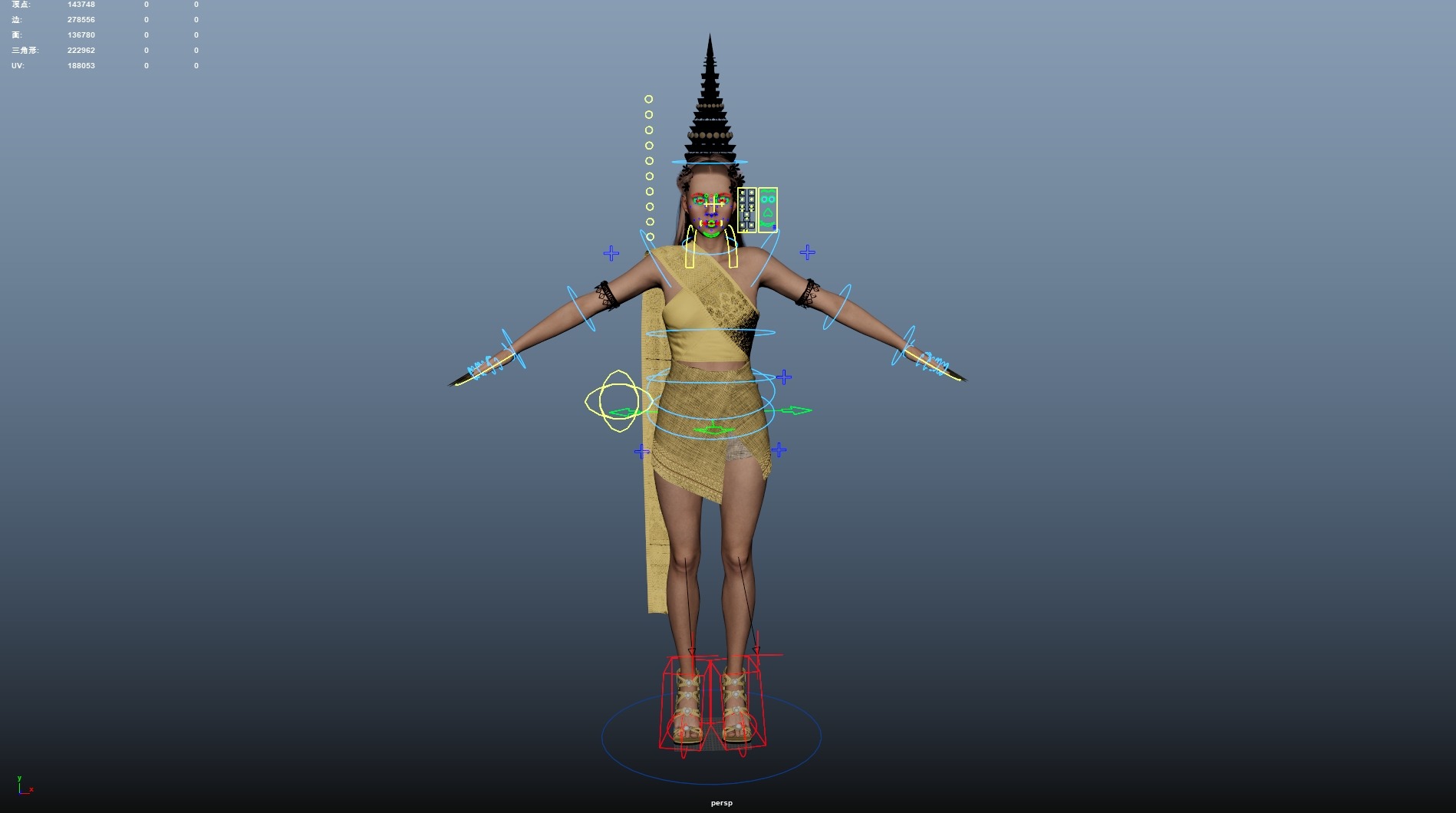 Thai Female Traditional Costume 3D model_17