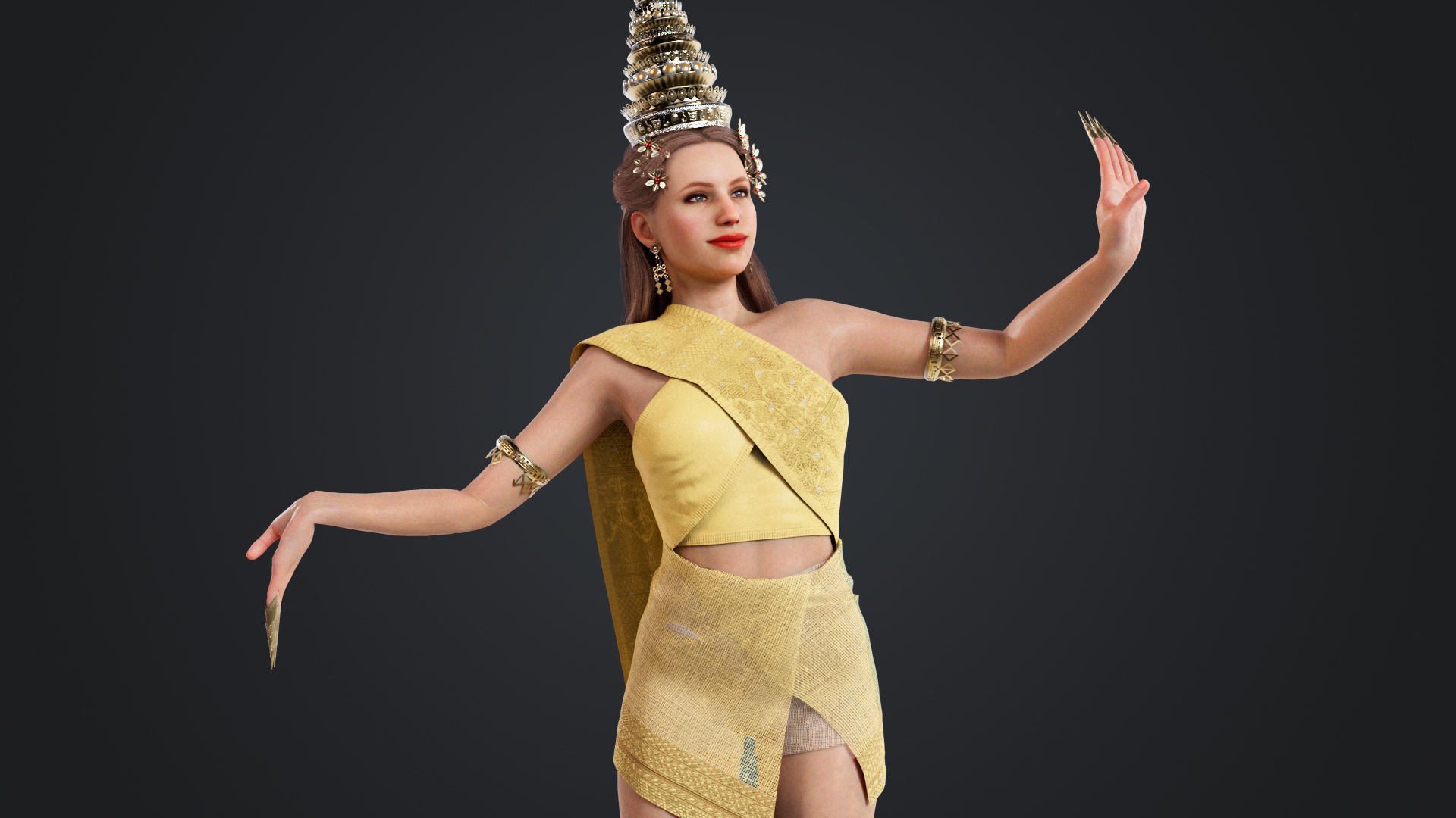 Thai Female Traditional Costume 3D model_16