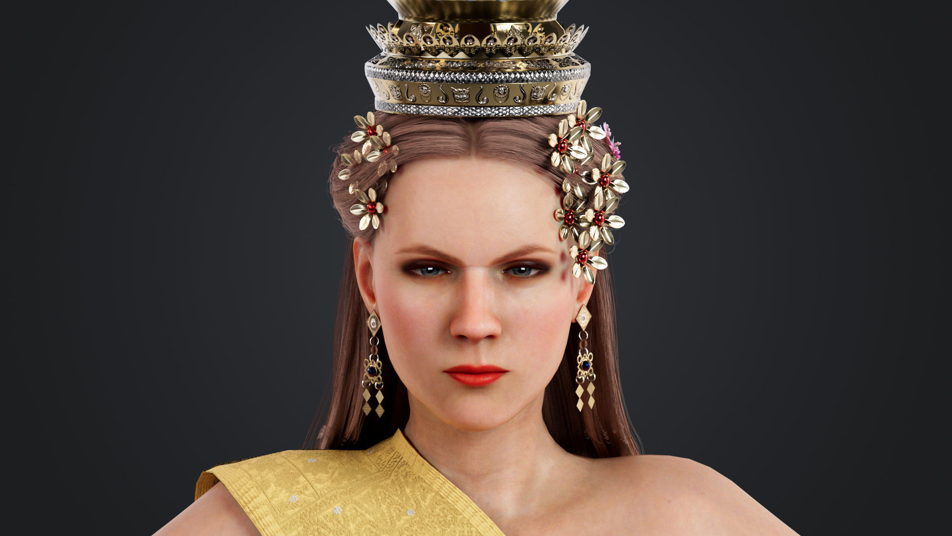 Thai Female Traditional Costume 3D model_12