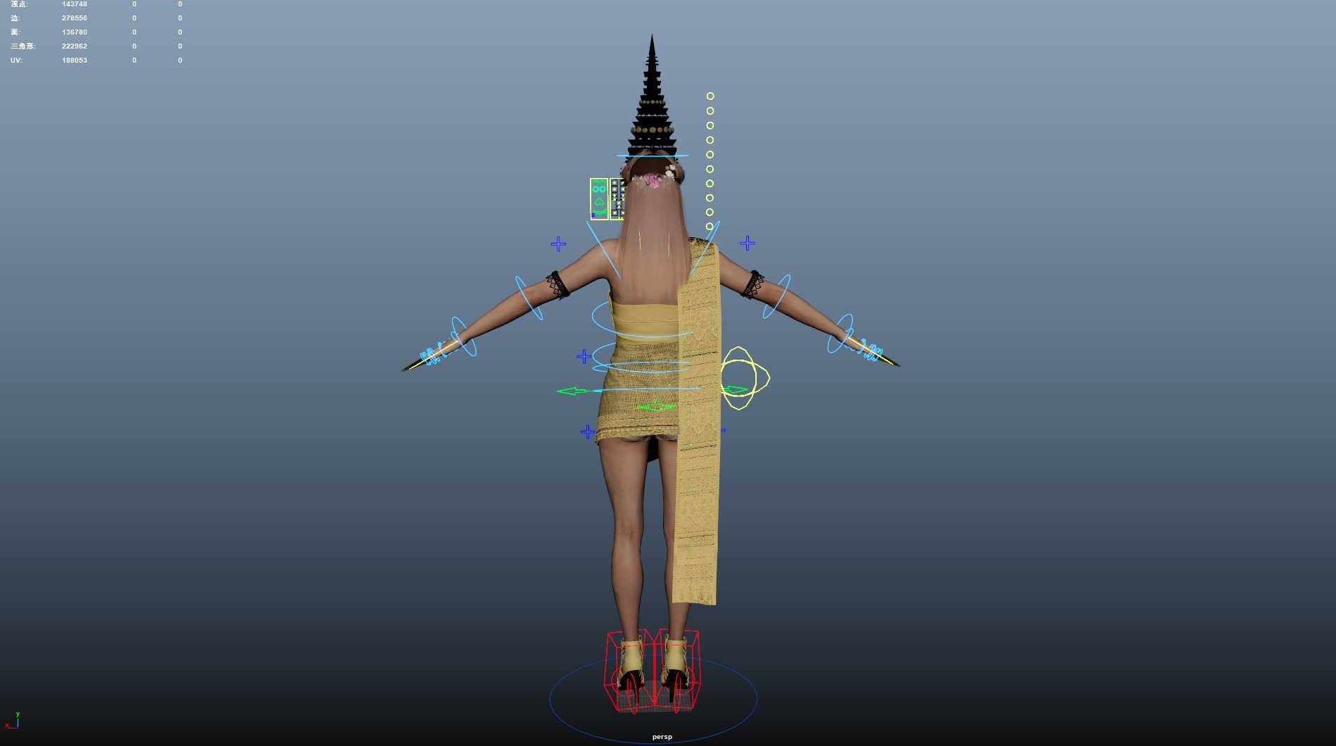 Thai Female Traditional Costume 3D model_21