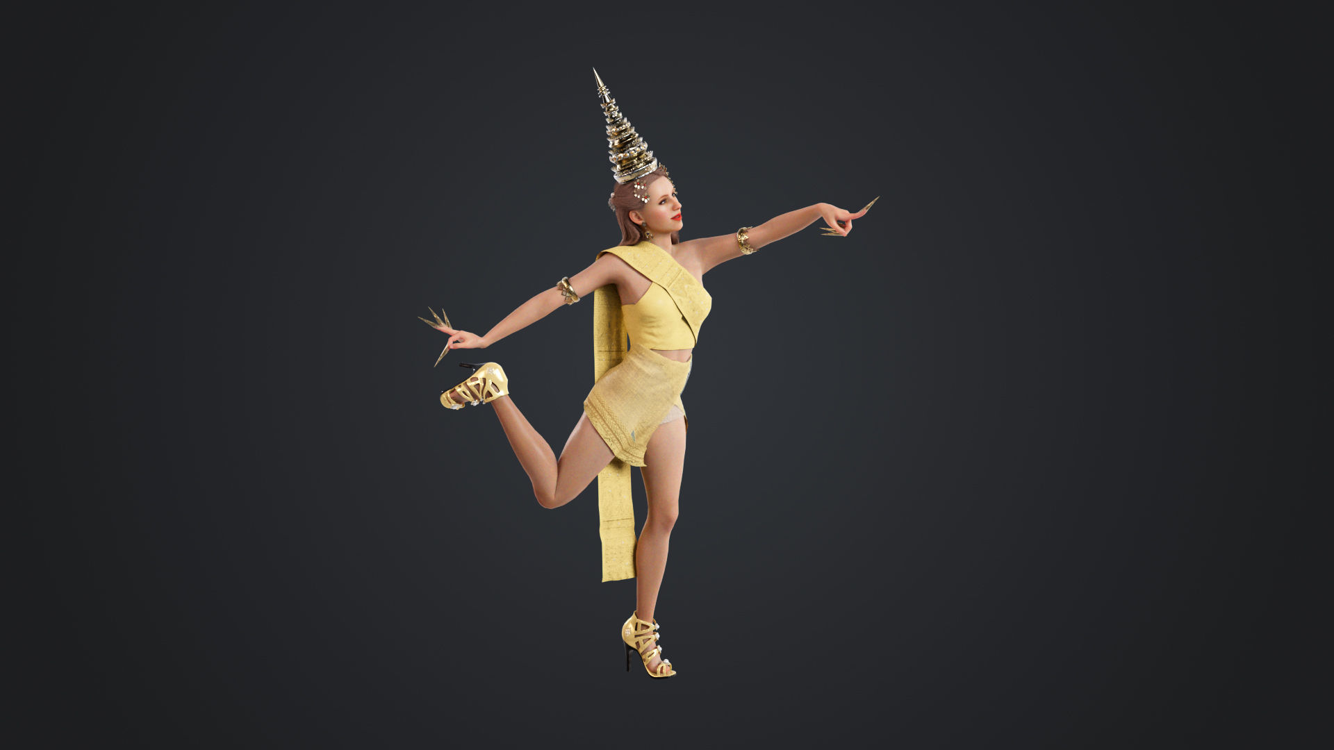 Thai Female Traditional Costume 3D model_15