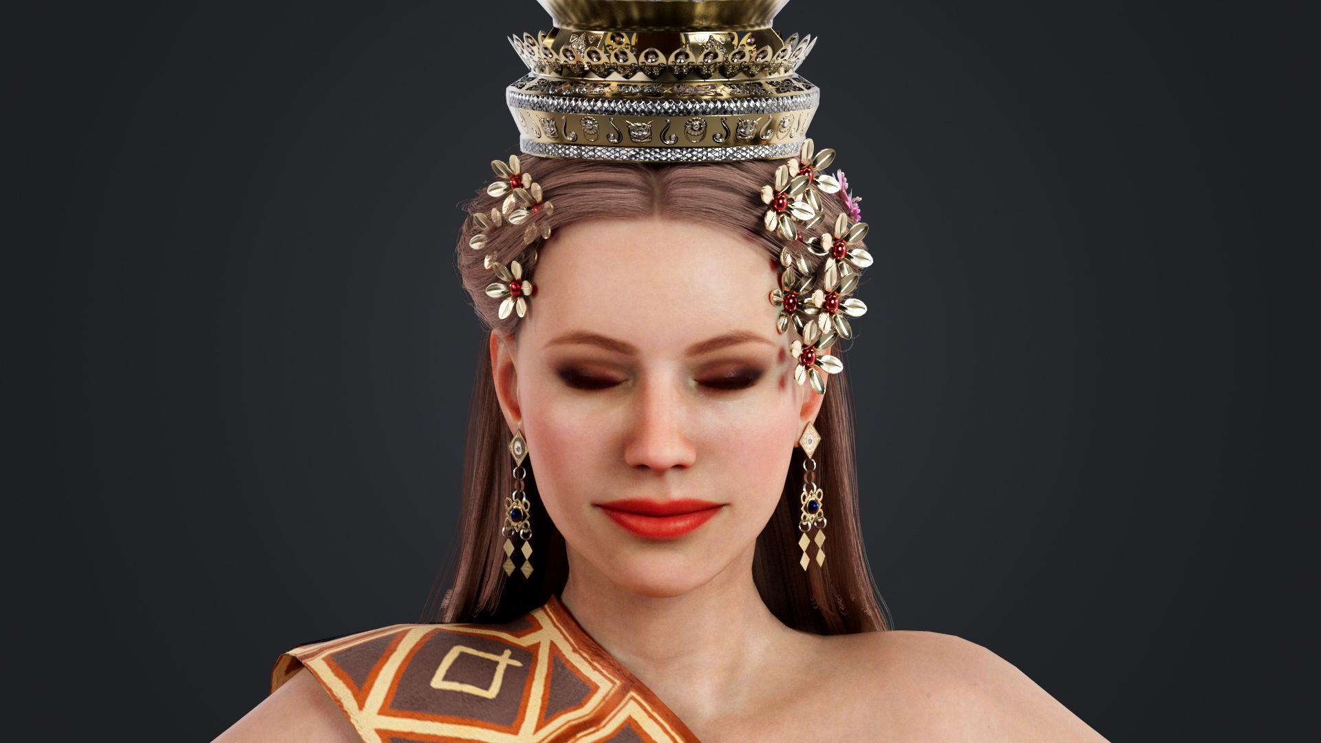 Thai Female Traditional Costume 3D model_14