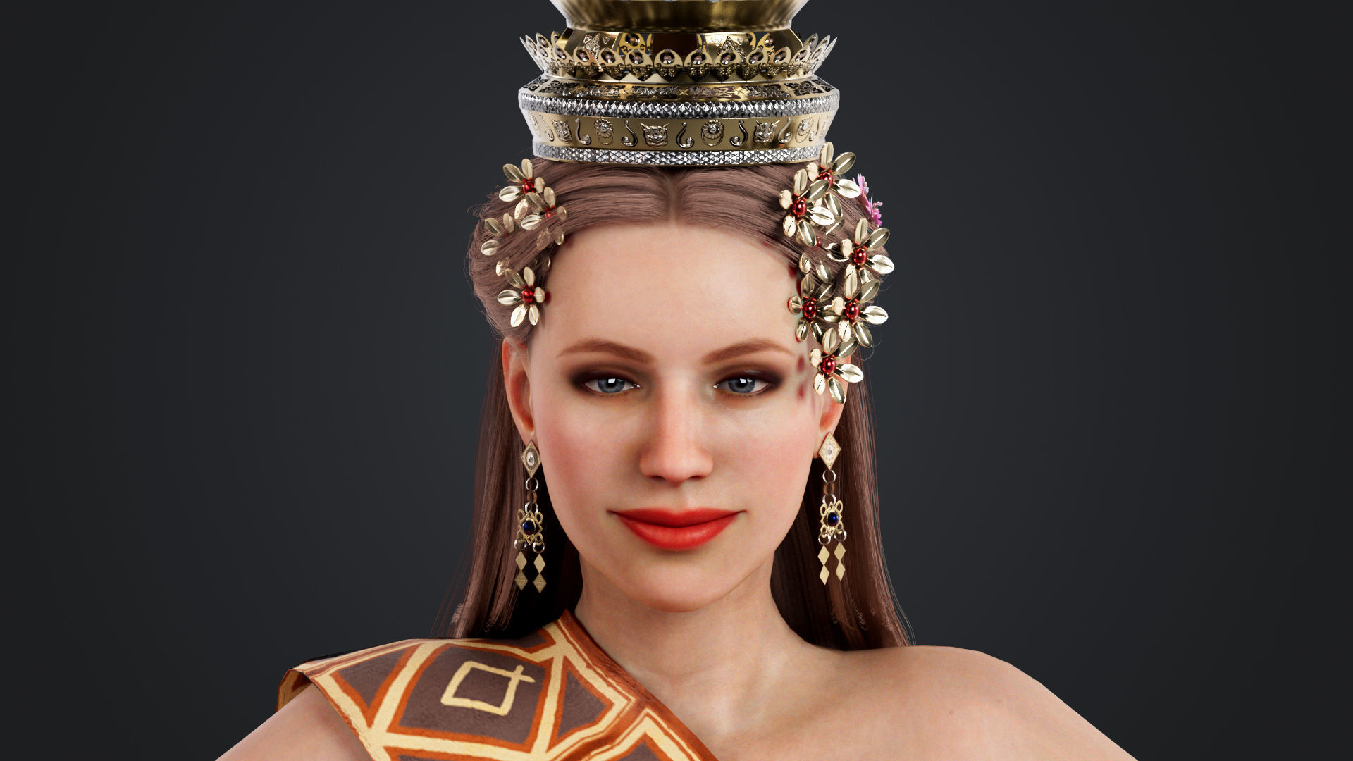 Thai Female Traditional Costume 3D model_11