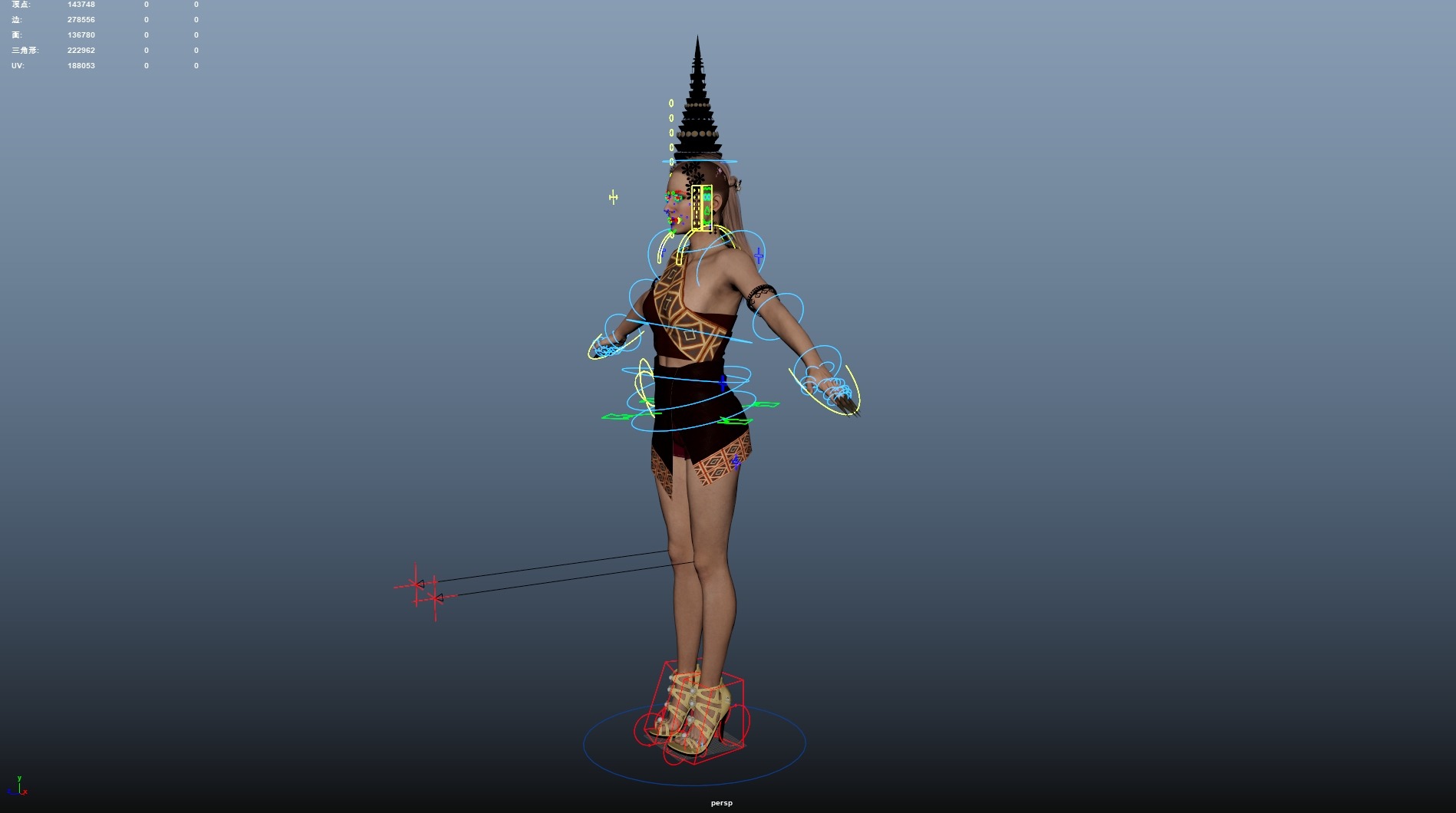 Thai Female Traditional Costume 3D model_19