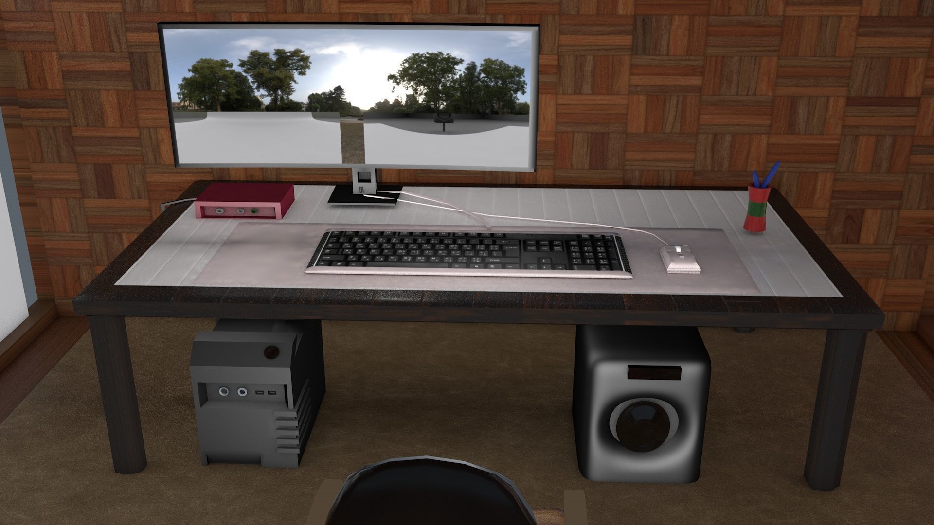 Computer Table 02 Low-poly 3D model_2