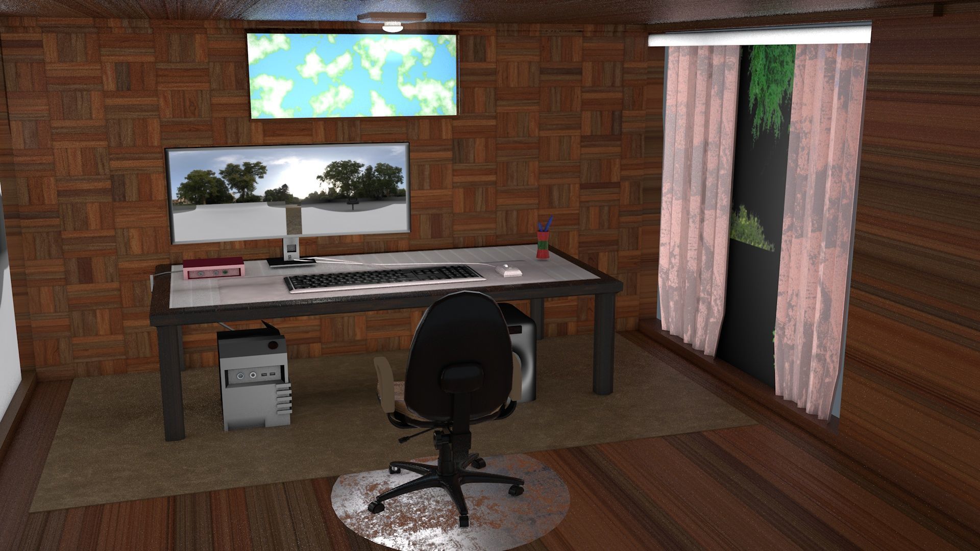 Computer Table 02 Low-poly 3D model_3