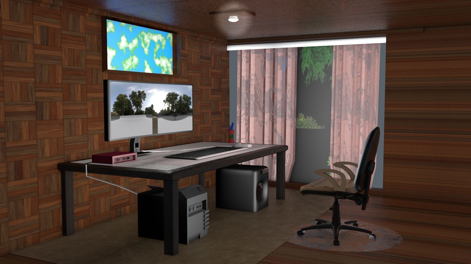 Computer Table 02 Low-poly 3D model_6