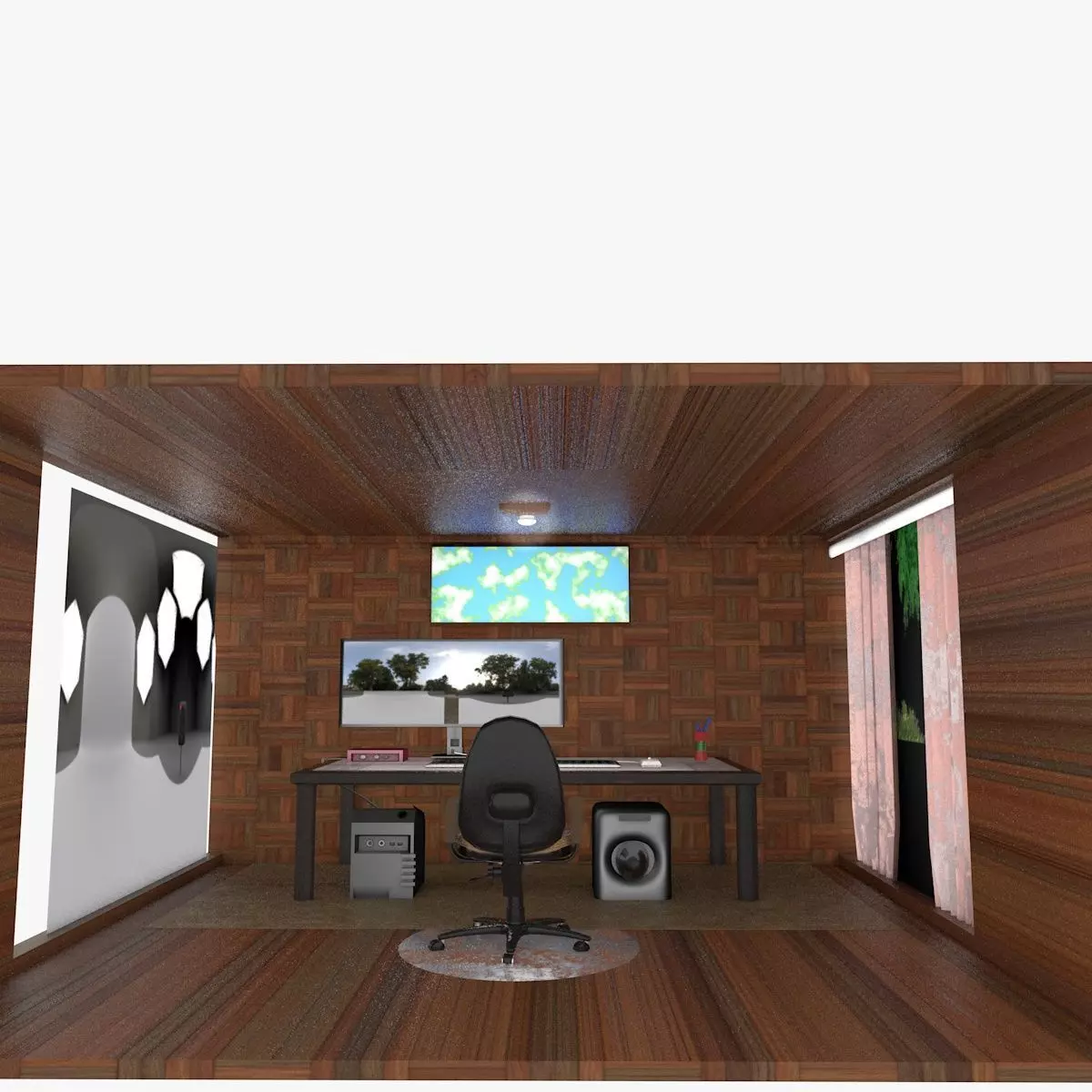 Computer Table 02 Low-poly 3D model_0