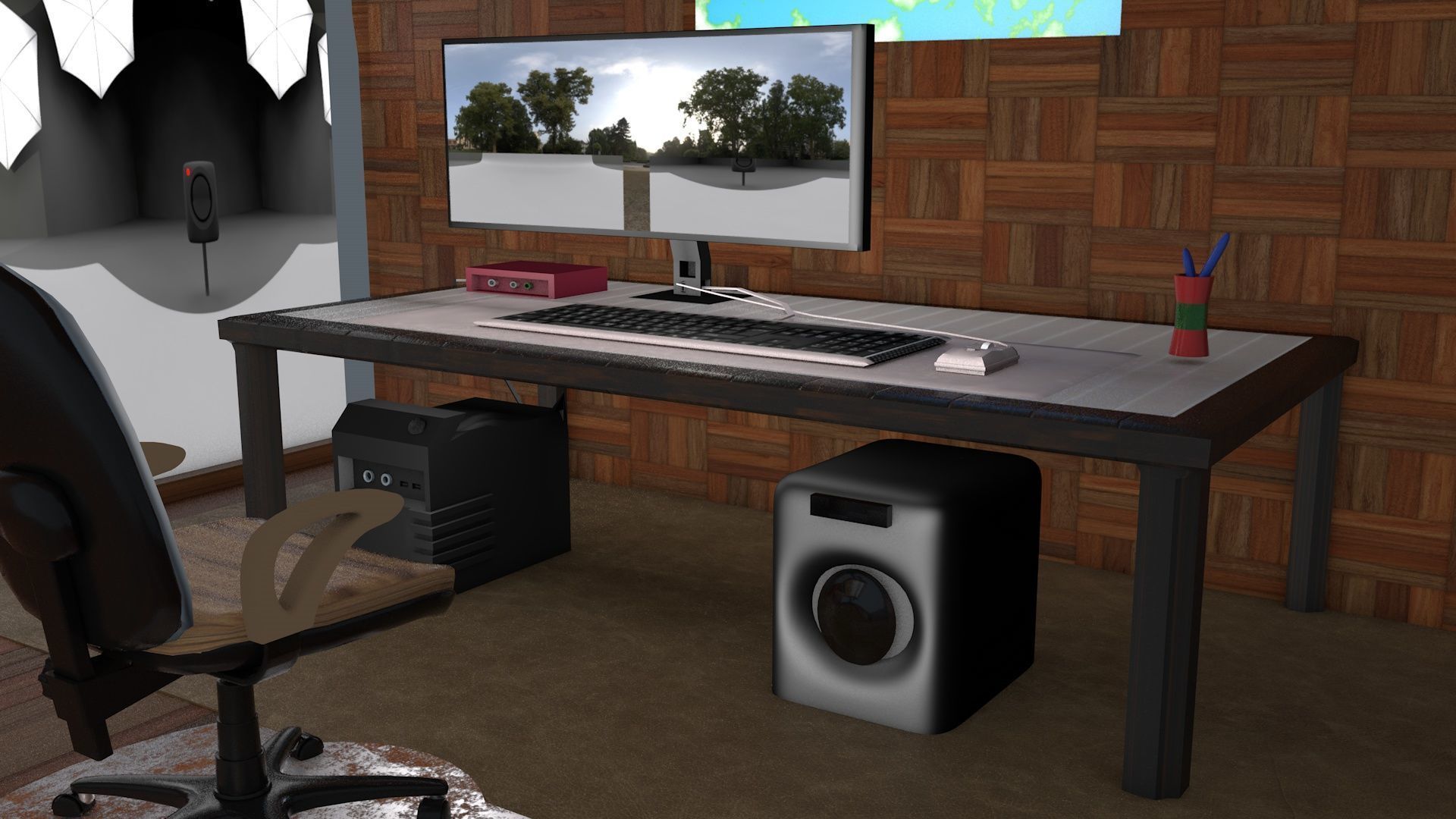 Computer Table 02 Low-poly 3D model_5