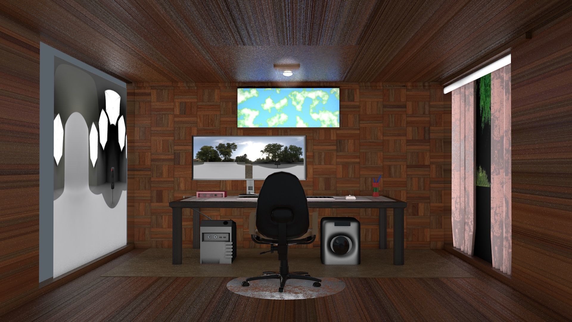 Computer Table 02 Low-poly 3D model_1