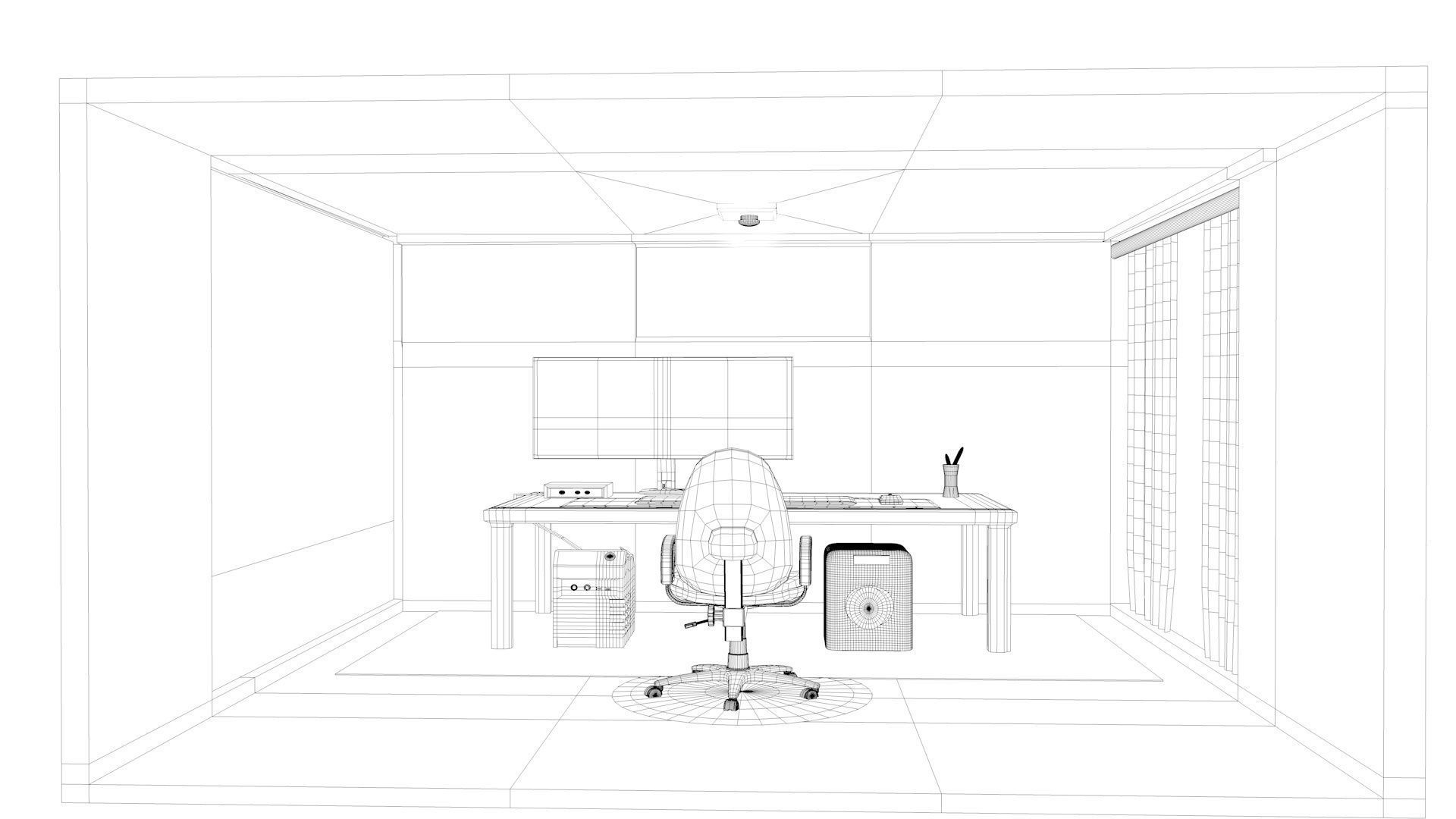 Computer Table 02 Low-poly 3D model_8