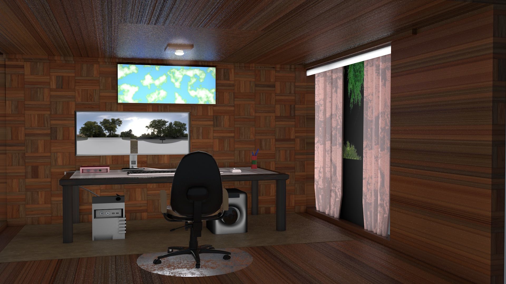 Computer Table 02 Low-poly 3D model_7