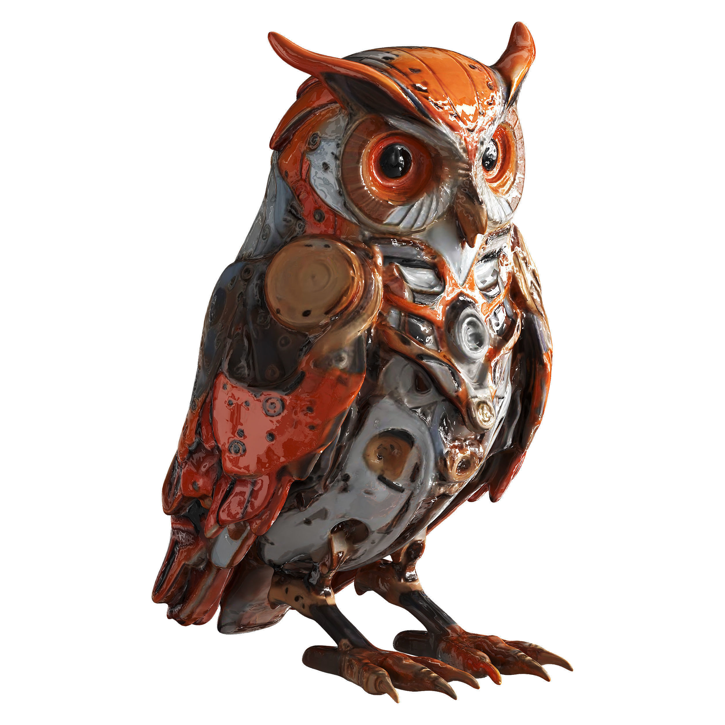 Robot Owl Low-poly 3D model_58